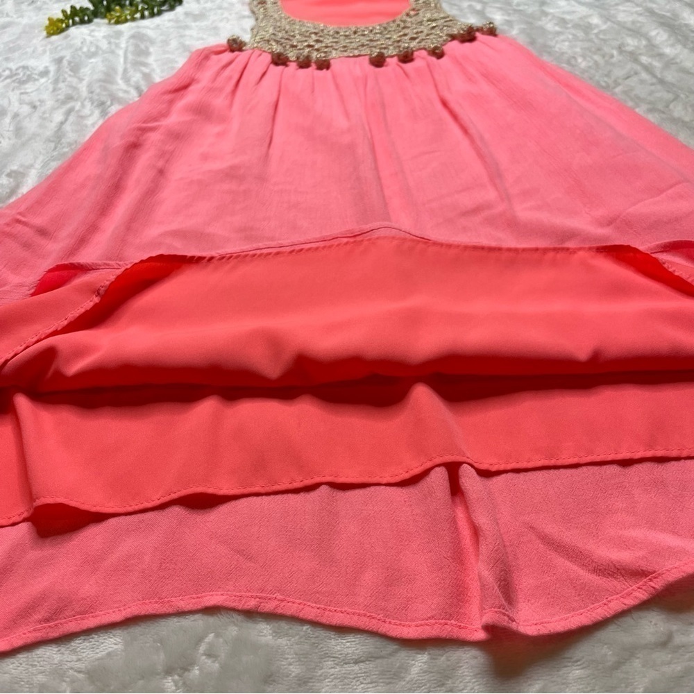 Lilly Pulitzer Rachelle Coral Gold Racerback Pom Pom Swing Dress Size Small - Picture 11 of 15